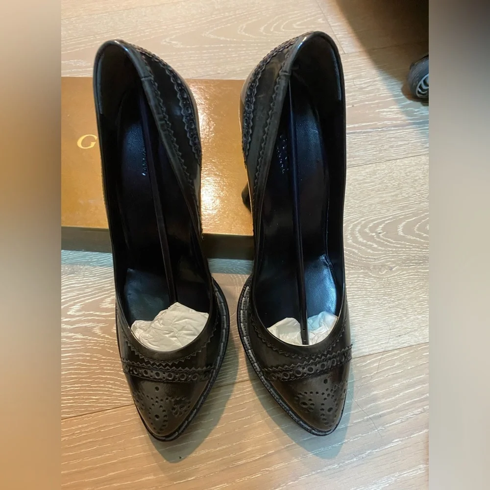 Gucci Loafers Pimps 37.5 New in box black grey. old wimbledon - Picture 3 of 7